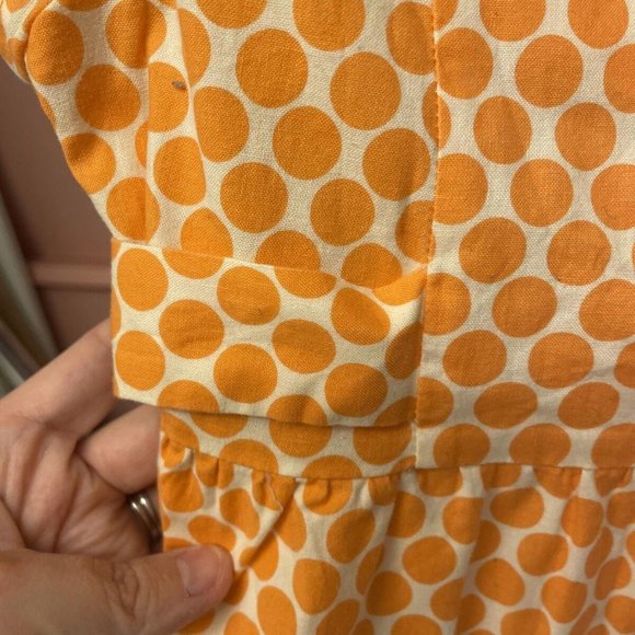 Willy Dilly Orange & Ivory Polka Dot. Size 4 Top With Adjustable Tie. Casual - Picture 5 of 8
